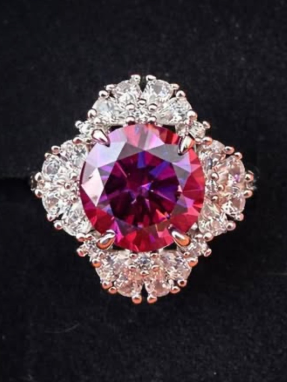Magenta/Pink Moissanite Ring Size 8